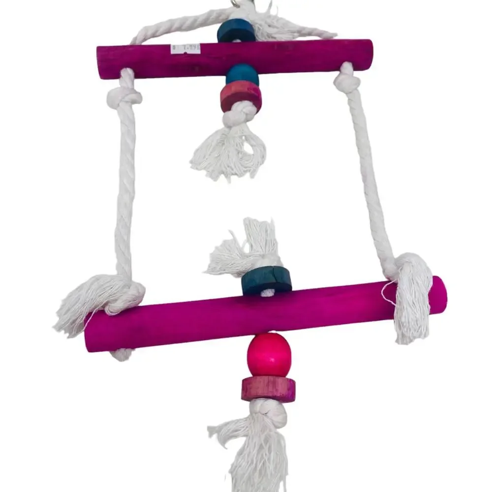 Rectangular Rope and Wood Bird Parrot Toy 10